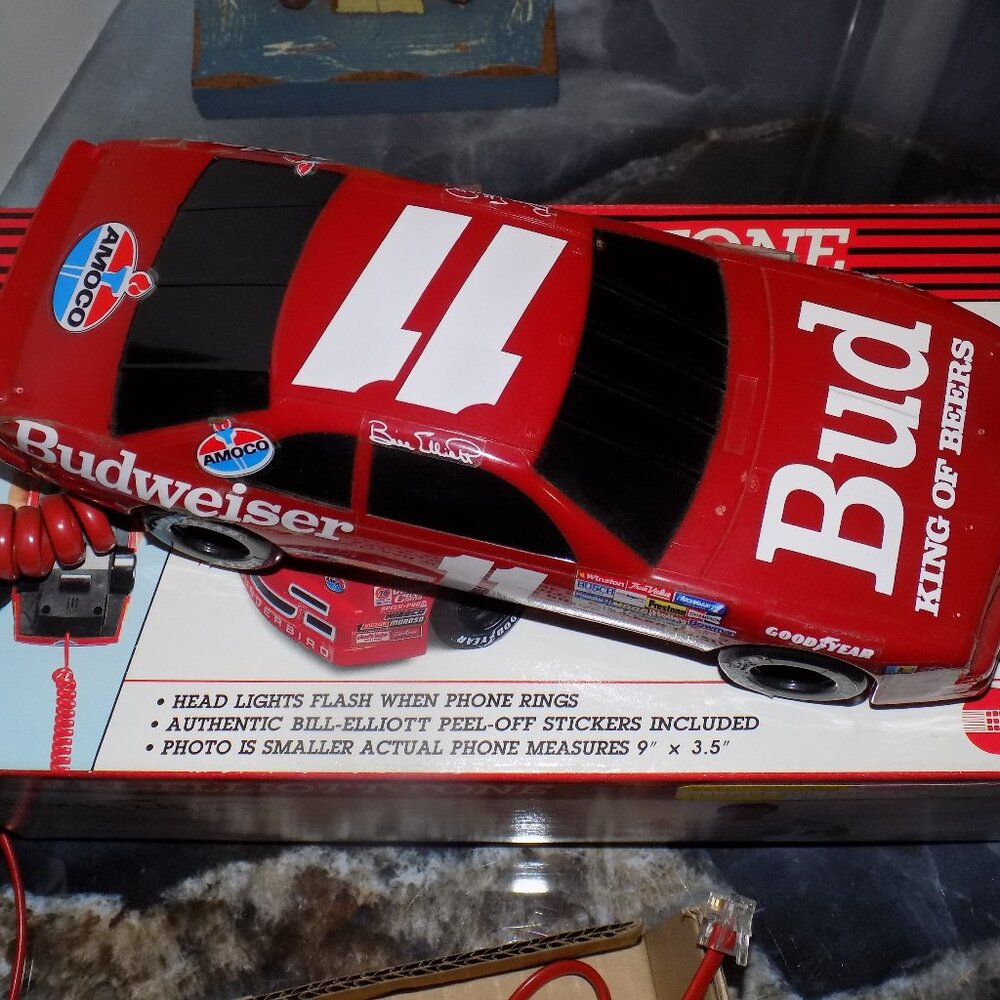 NASCAR Bill Elliott #11 Bud Columbia Tel-Com Corded Telephone Vintage W/Box